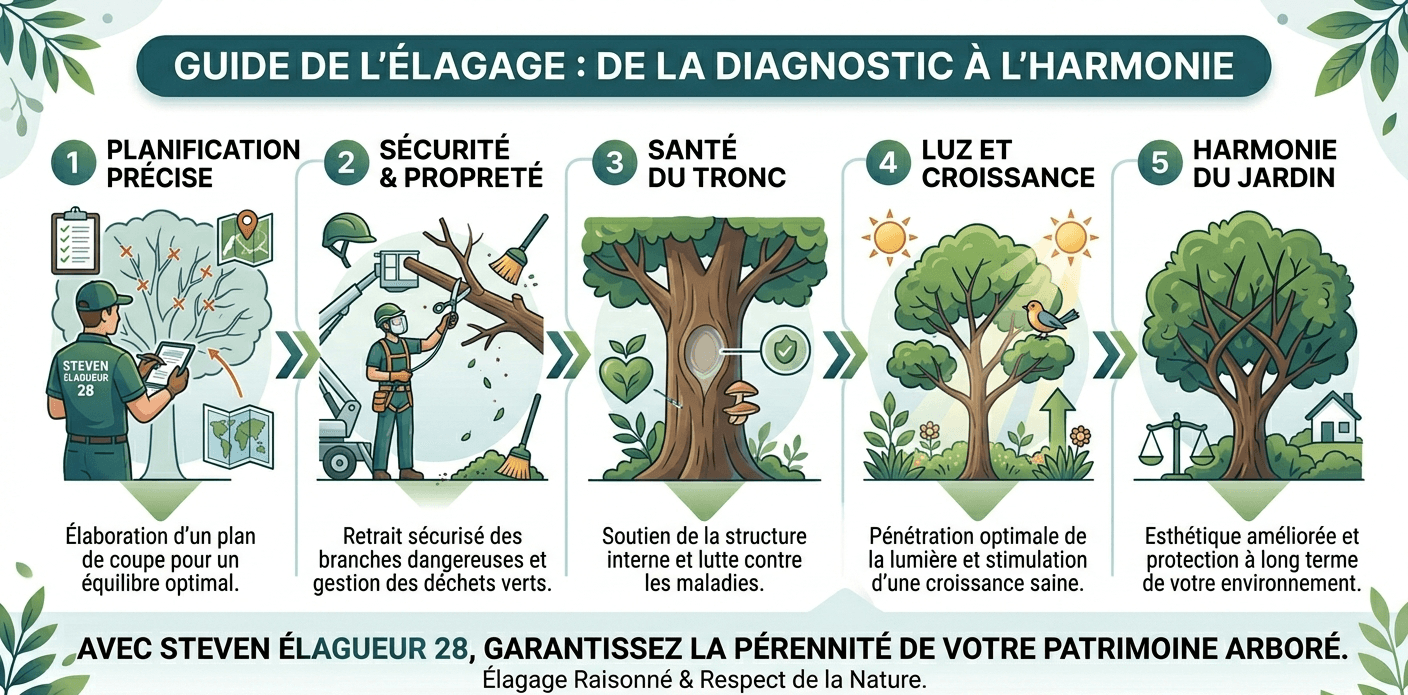 Guide de l'élagage en Eure-et-Loir - Les étapes et bénéfices d'une taille raisonnée par Steven Élagueur 28